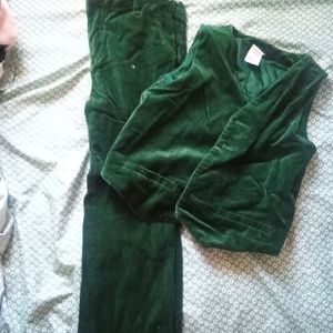 Gymboree Green Velvet Suit pants and vest